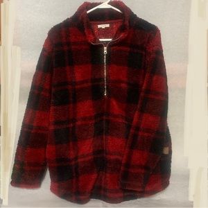 MAURICES - BUFFALO PLAID FLEECE - Oversized 3/4 Zip Top